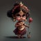 cute cartoon character of Parvati holding flower generative AI