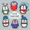 Cute cartoon character penguins set of Valentine`s Day and Love