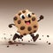 cute cartoon character of runaway chocolate chips generative ai