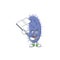 Cute cartoon character of salmonella typhi holding white flag