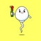 Cute cartoon character Sperm with soda bottle