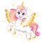 Cute cartoon character wingled shiny unicorn vector Illustration