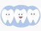 Cute cartoon characters teeths, happy, clean and smiling. Dental care in vector design. Friendly and childish