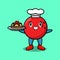 Cute Cartoon chef bowling ball serving cake tray