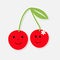 Cute cartoon cherries with happy faces. Card.