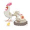 Cute cartoon chicken family. Rooster. hen and little chicken. Farm animals set. Vecttor illustration