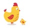 Cute cartoon chicken mother and chuk kid vector