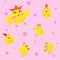 Cute cartoon chickens, vector illustration