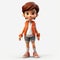 Cute Cartoon Child 3d Model Vibrant Orange Dress Inspired By Raphael Lacoste