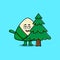 Cute cartoon Chinese rice dumpling hiding tree