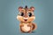 Cute cartoon chipmunk on blue background. Vector illustration.