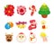 Cute cartoon Christmas element icon set