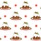 Cute cartoon christmas pudding seamless vector pattern background illustration