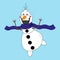 Cute Cartoon Christmas snowman character. Vector