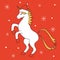 cute cartoon christmas vector illustration with unicorn with santa hat and snowflakes
