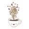 Cute cartoon coffee cup with doodle steam