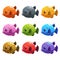 Cute cartoon colorful fishes set.