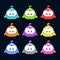 Cute cartoon colorful little blob characters set.