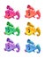 Cute cartoon colorful little fishes set.