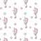 Cute cartoon colorful unicorn seahorse seamless pattern background illustration