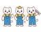 Cute cartoon construction worker cat character