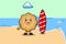 Cute cartoon Cookies character playing surfing