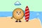 Cute cartoon Cookies character playing surfing