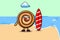 Cute cartoon Cookies character playing surfing