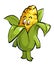 Cute Cartoon Corn Character. Isolated vector Happy Vegetable symbol. Eco Food icon