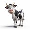 Cute Cartoon Cow - Pixar-style 3d White Background Hd Image