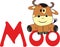 Cute cartoon cow says moo