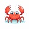 Cute Cartoon Crab: Red Crab Symbol In Flat Shading Style