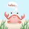 cute cartoon crab under the sea