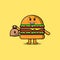 Cute cartoon Crazy rich Burger with money bag