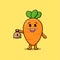 Cute cartoon Crazy rich carrot with money bag