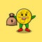Cute cartoon Crazy rich moon with money bag