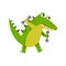Cute cartoon crocodile character raising dumbbells vector Illustration