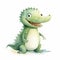 Cute Cartoon Crocodile Illustration On White Background