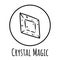 Cute cartoon crystal doodle image. Crystal magic logo. Media highlights graphic symbol