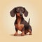 Cute Cartoon Dachshund Dog Illustration On Brown Background