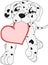 Cute cartoon dalmatian with heart