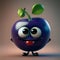 Cute Cartoon Damson Plum Character. Generative Ai