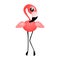 Cute cartoon dancing flamingo