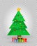 Cute cartoon decorated Christmas fir tree with gifts and presents clip art
