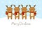 Cute cartoon deers on snow background