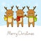 Cute cartoon deers on snow background