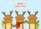 Cute cartoon deers on snow background