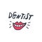 Cute cartoon dental hand drawn postcard, lips symbol, doodle art