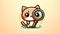 Cute Cartoon Detective Cat with Magnifying Glass, AI Generated