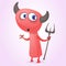 Cute cartoon devil with trident. Vector for Halloween partyÑŽ